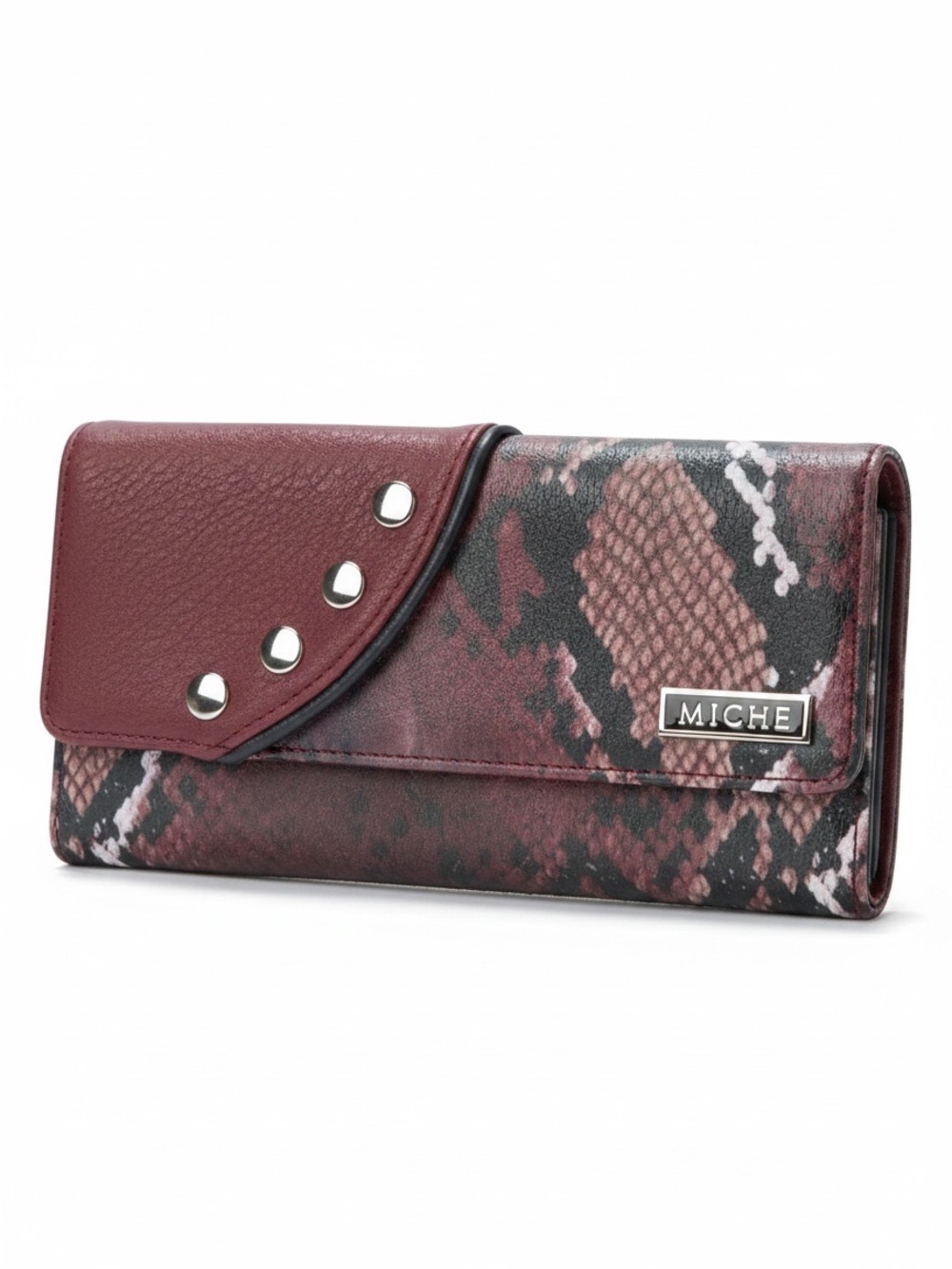 Miche Red & Black Snake Print Faux Leather Wallet NWT